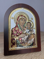 Иерусалимская БМ, икона арочная, красное дерево, эмаль 150х200