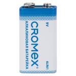 Батарейки алкалиновые комплект 4 шт. CROMEX Alkaline Крона 9V (6LR61 6LF22 1604A) короб (2 штуки в упаковке)