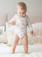 Боди Mjölk Ёжики на экрю с длинным рукавом, уценка