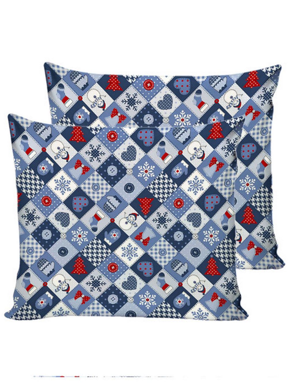 Наволочка комплект 2шт Сказка "Новогодний пэчворк" 70х70 см, перкаль