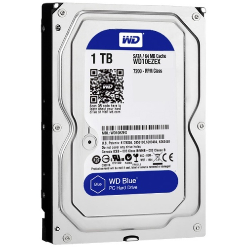 Жесткий диск HDD 1Tb Western Digital, SATA-III, 64Mb, 7200rpm, Blue (WD10EZEX)