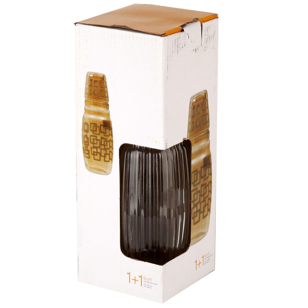 Графин со стаканом, набор 2пр. 1100мл/220мл (стекло) (индивидуальная упаковка)