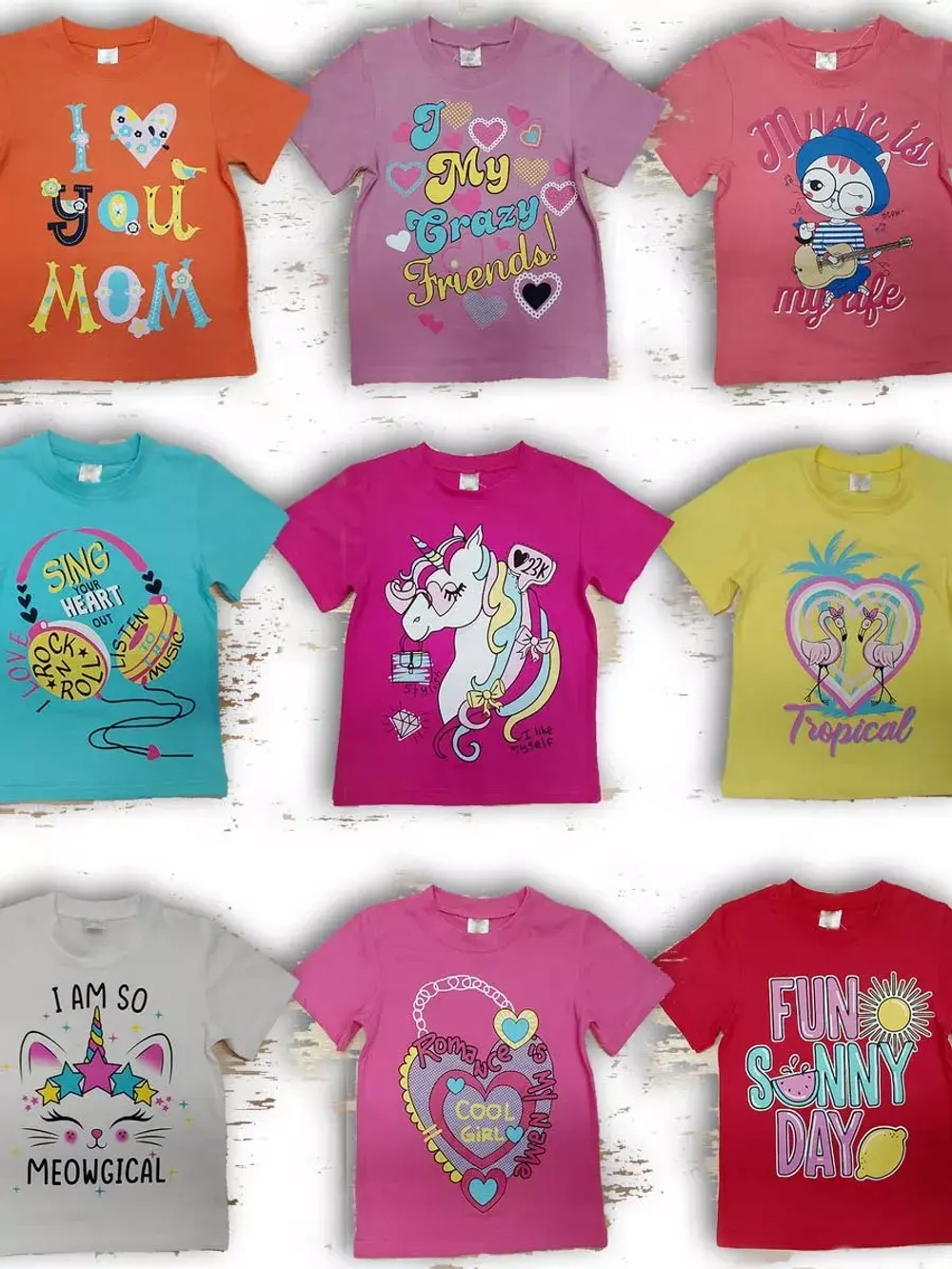 Футболка для садика и школы.Набор 9 шт.девочка