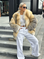 Шуба из меха лисы GOLDEN SUNRISE рукав спираль