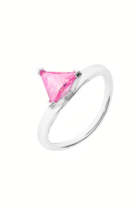 Кольцо из серебра с центральной вставкой из розового фианита