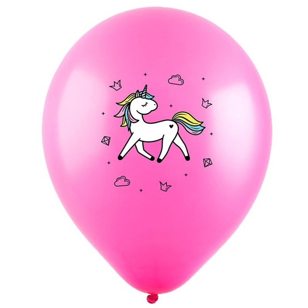 Воздушные шары Веселуха с рисунком Милый единорог, 100 шт. размер 12" #8122038