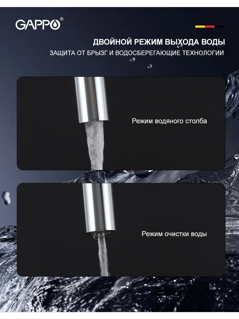 Смеситель для кухни с подключением к фильтру Gappo G4395-30