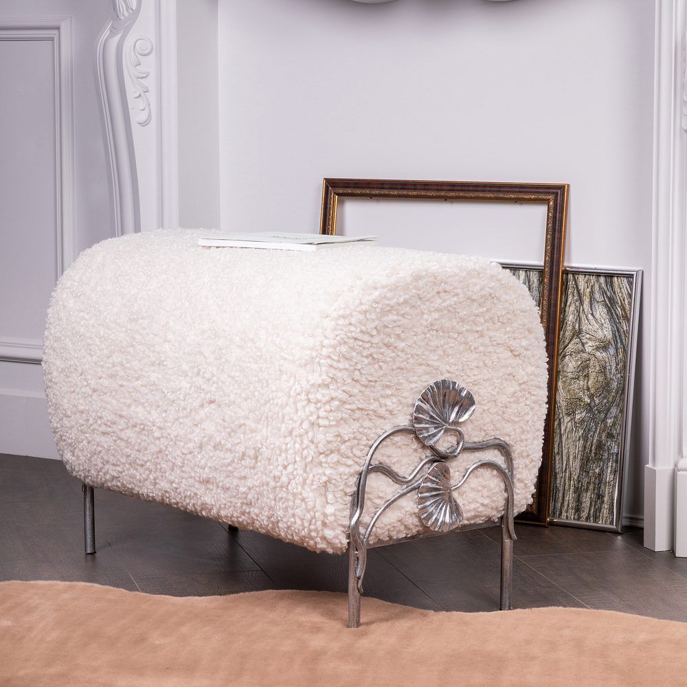 Банкетка Нимфея Какао Античное Серебро