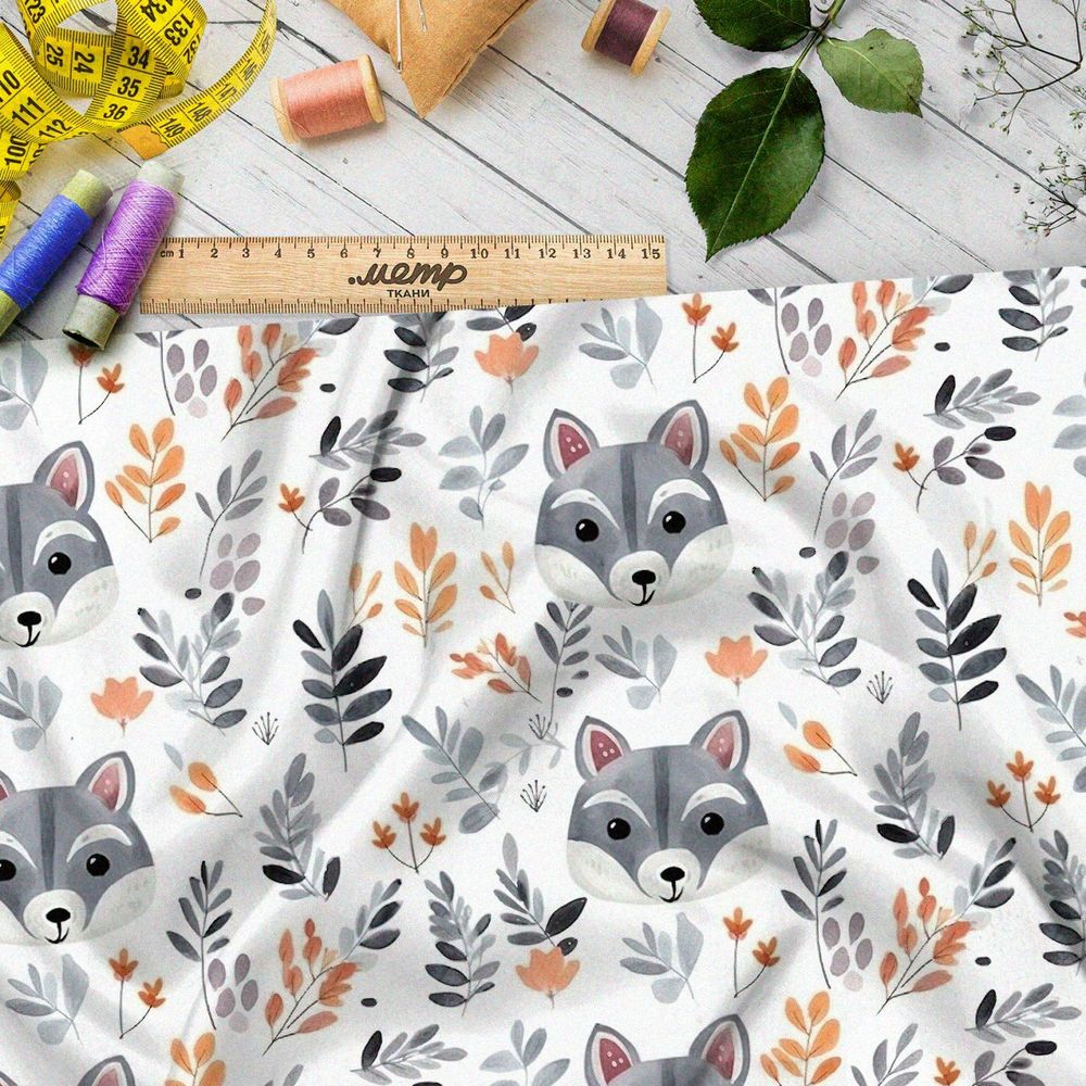 Ткань премиум шифон мордочки волчат