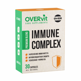 БАД иммунитет комплекс OVERvit, Витамин С + Витамин D3 + Цинк + Селен, 30 капсул