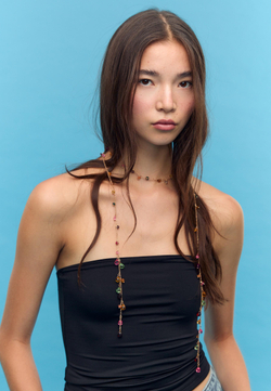 STRADIVARIUS Длинное ожерелье из бисера, золотой