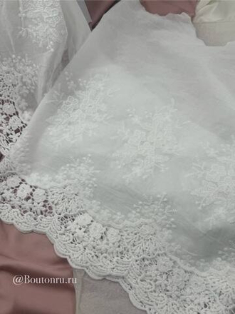 Кружево белое шитье хлопок ажурное 360 мм