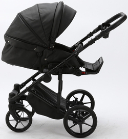 Детская коляска Adamex Zico Deluxe 2 в 1 Z-SA02 ЧЁРН.КОЖА