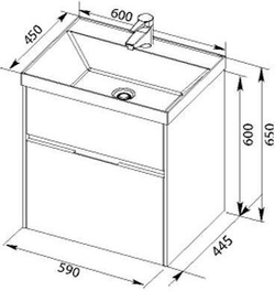 Тумба с раковиной Aquanet Латина 60 белый (2 ящика)