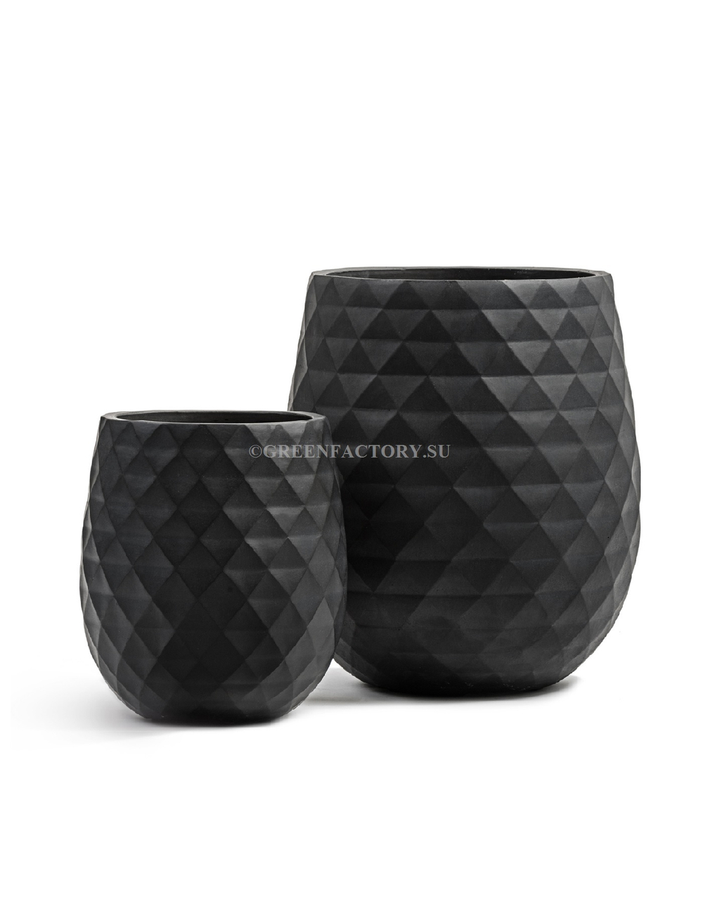 Кашпо TREEZ ERGO - серия Diamond - Округлая чаша - Антрацит