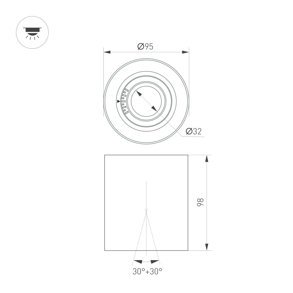 Светильник SP-ACENTO-R95-10W Warm2700 (WH, 20-45 deg, 230V) (Arlight, IP20 Металл, 5 лет) 055744