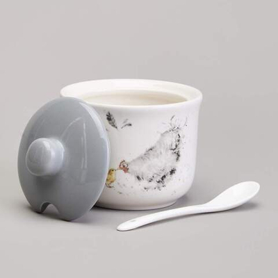 Сахарница 300мл с ложкой "Funny hens"