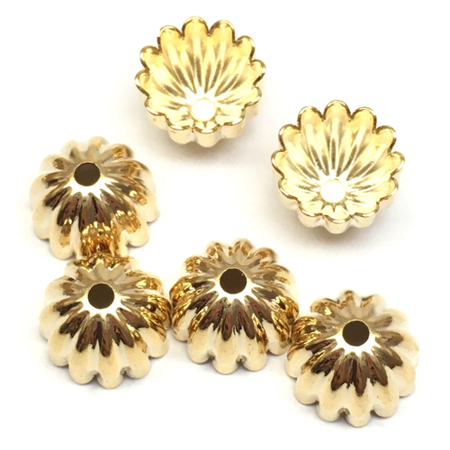 Шапочки для бусин 10х6 мм, позолота