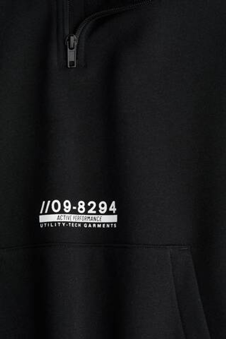 H&M Толстовка с капюшоном на молнии и мехом внутри, черный/белый