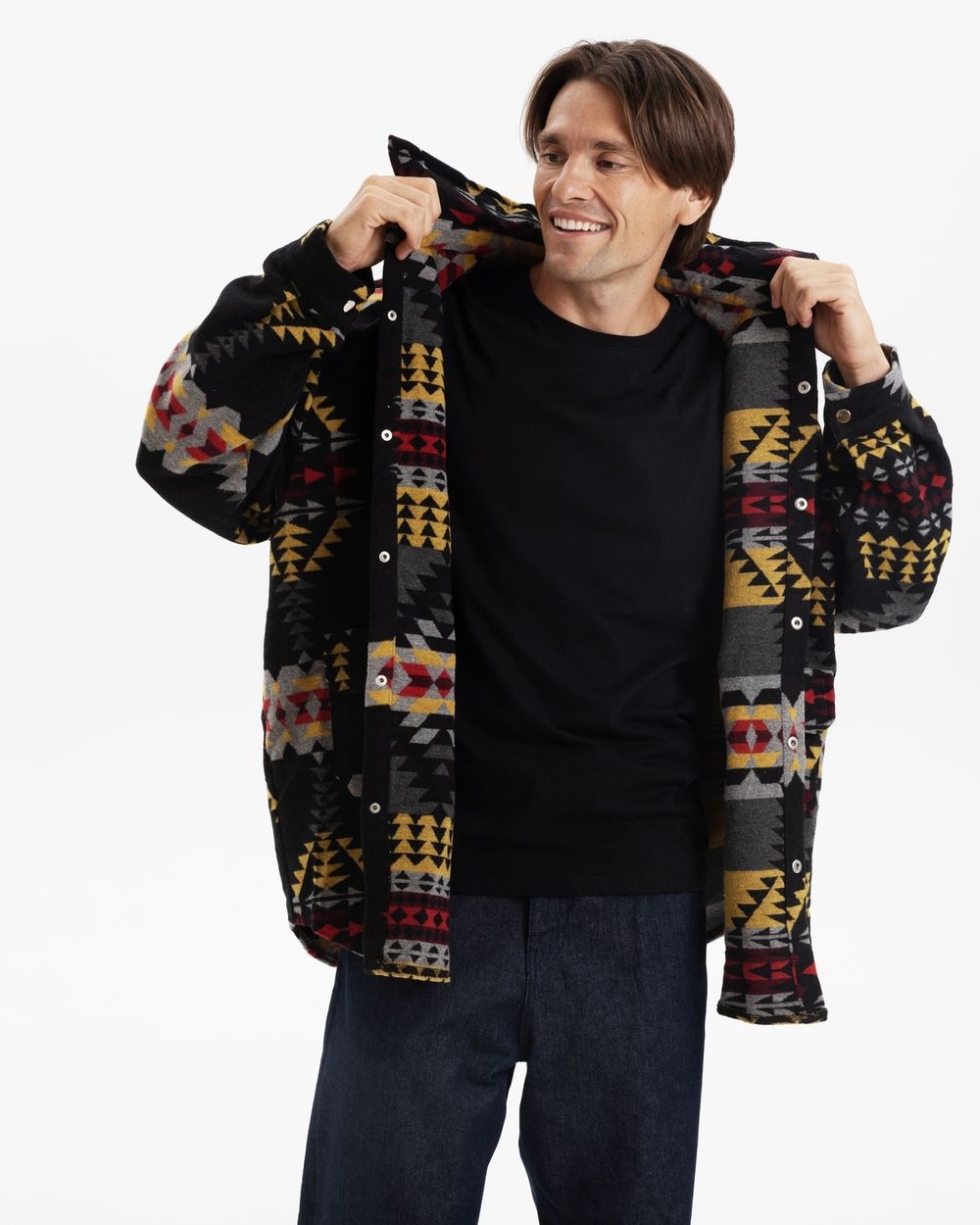 Рубашка Kefirmaykifer оверсайз Этно черная