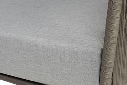 "Багамы" диван 3-местный плетеный из роупа, каркас алюминий бежево-серый (RAL7006) муар, роуп серо-коричневый 23мм, ткань светло-серая