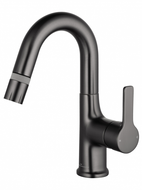 Смеситель для раковины с выдвижным изливом WONZON & WOGHAND, Темный графит (WW-FE01L212-BGG)