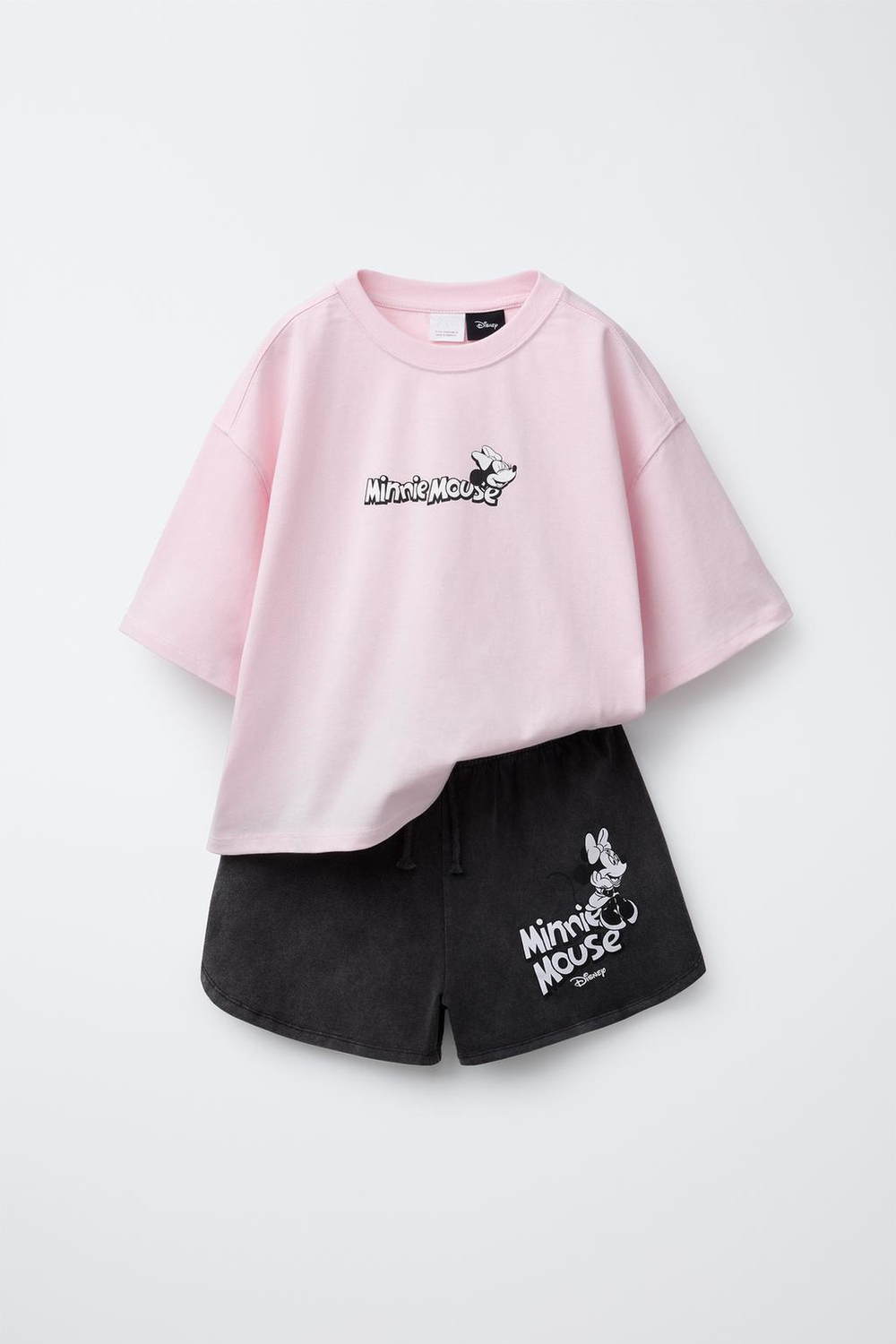 ZARA КОМПЛЕКТ ИЗ ФУТБОЛКИ И ШОРТОВ-БЕРМУДОВ С ПРИНТОМ MINNIE MOUSE © DISNEY, АНТРАЦИТОВО-СЕРЫЙ