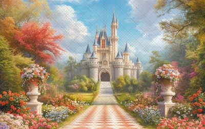 Волшебный замок №1 для групп - фон неопреновый (420-260 см)