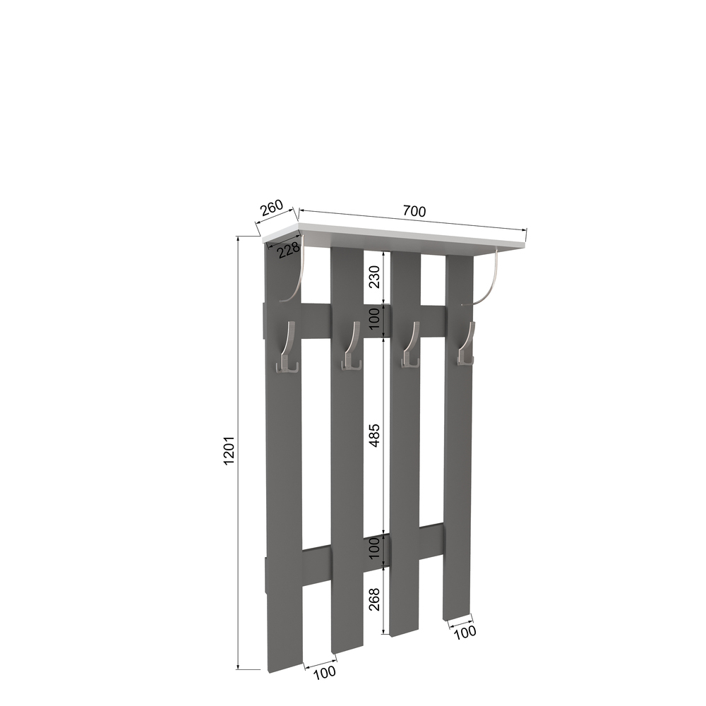 Вешалка Ямайка ЯПВ-1, Графит серый, Камень серый