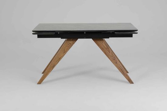 Стол Орландо-М (дуб/нога светлый дуб с черной патиной/столешница стекло Карелия)