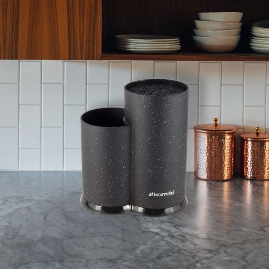 Подставка для ножей и кухонных принадлежностей двойная 22 см. Kamille KM 7607