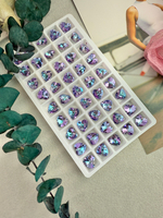 Подвеска сердце из хрустального стекла, heart 10 мм, 2 штуки, небесный/фиалка
