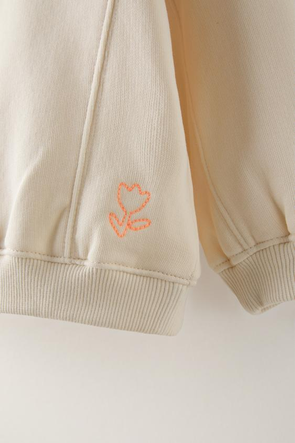 ZARA ОДНОТОННОЕ ХУДИ С ВЫШИВКОЙ, ЭКРЮ