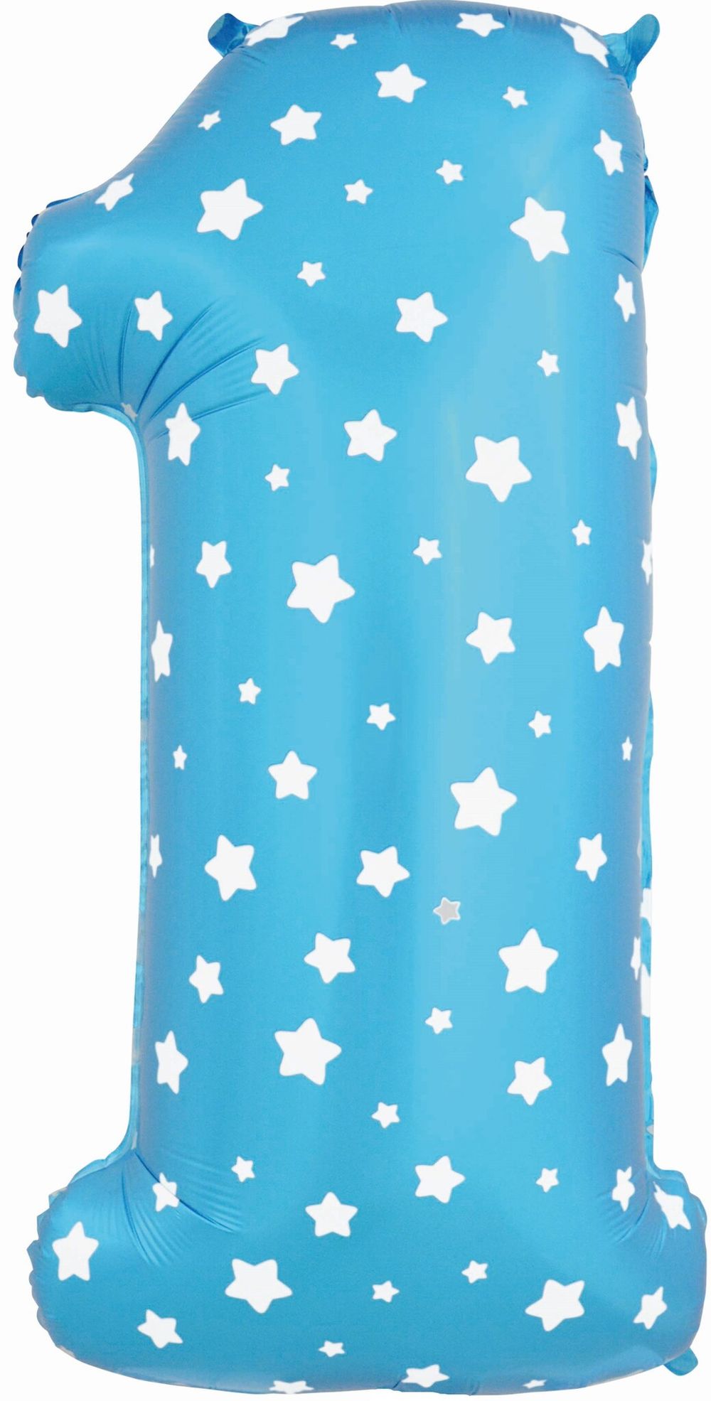 Шар (40"/102 см) Цифра, 1, Звездочки, Голубой, в упаковке 1 шт.