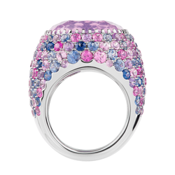 Кольцо c Лавандовым Кварцем и Цветными Сапфирами, R0040-4/44