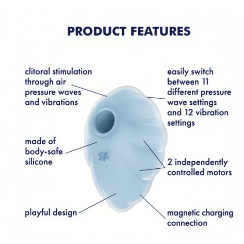Стимулятор клитора с вибрацией и воздушной стимуляцией Satisfyer Cloud Dancer голубой