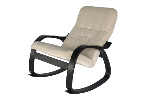 Кресло -качалка Сайма мебельная ткань арт.GT3300-МТ002 (2 уп. каркас венге 1 уп., сиденье слоновая кость 1 уп.)