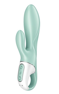Зеленый вибратор-кролик Satisfyer Air Pump Bunny 5+ с функцией расширения