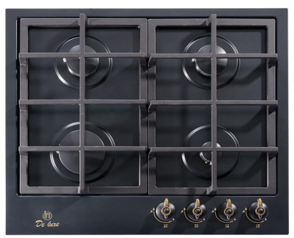 Поверхность варочная  ДеЛюкс TG4_750231F-079 (черная эмаль,ручки латунь, газ/к,  60*51) Россия