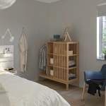 Открытый шкаф-купе с раздвижными дверями - IKEA NORDKISA/НОРДКИСА ИКЕА, 123х47х120 см, светло-коричневый