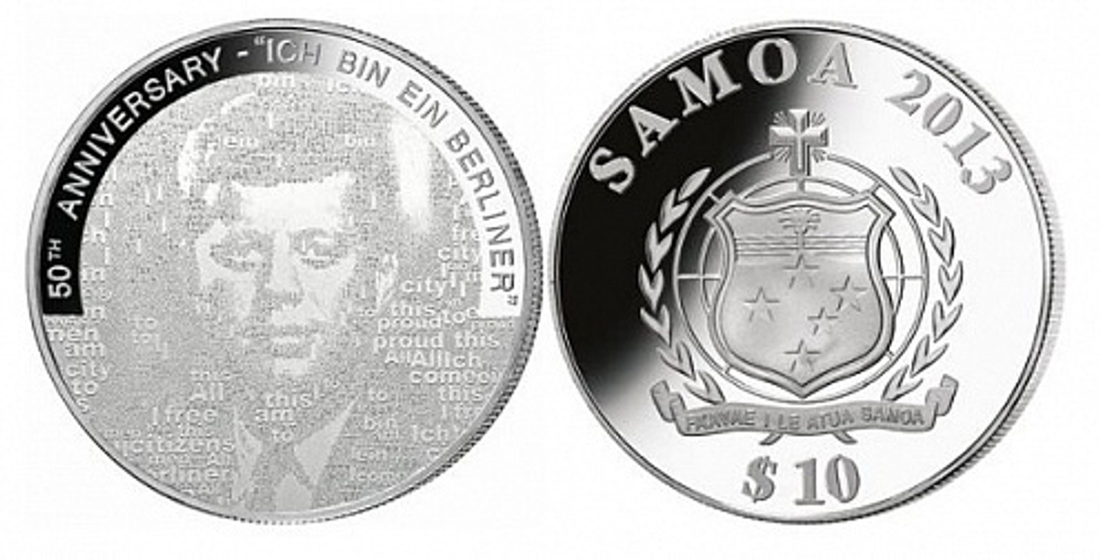 10 тала Джон Кеннеди 50 лет фразе Я Берлинец. Самоа 2013 г. Proof