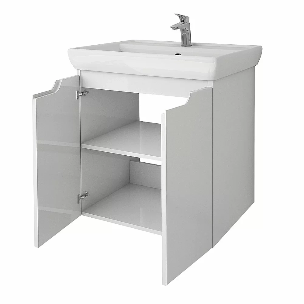 Тумба с раковиной подвесная/напольная Dreja Q PLUS (D) 60 белый глянец
