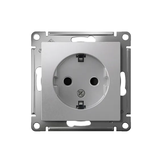 Розетка 1-м СП AtlasDesign 16А IP20 с заземл. защ. шторки механизм алюм. SE ATN000345