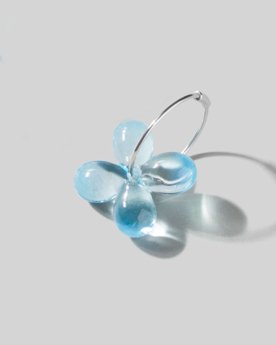 Hoop Glass Flower Blue