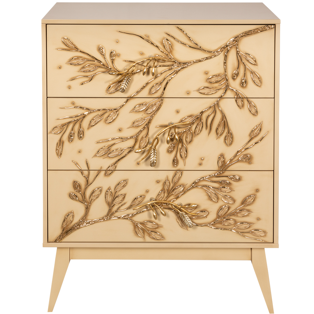 Комод Oliva Branch (Олива Бранч) с 3 ящиками Айвори Мраморное золото