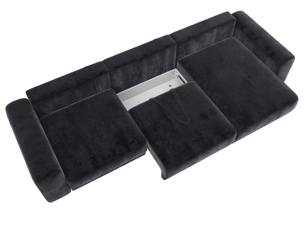 Диван угловой Лига-056 НПБ Лонг угол универсальный ВЕЛЮР TOWER 11 темно-серый