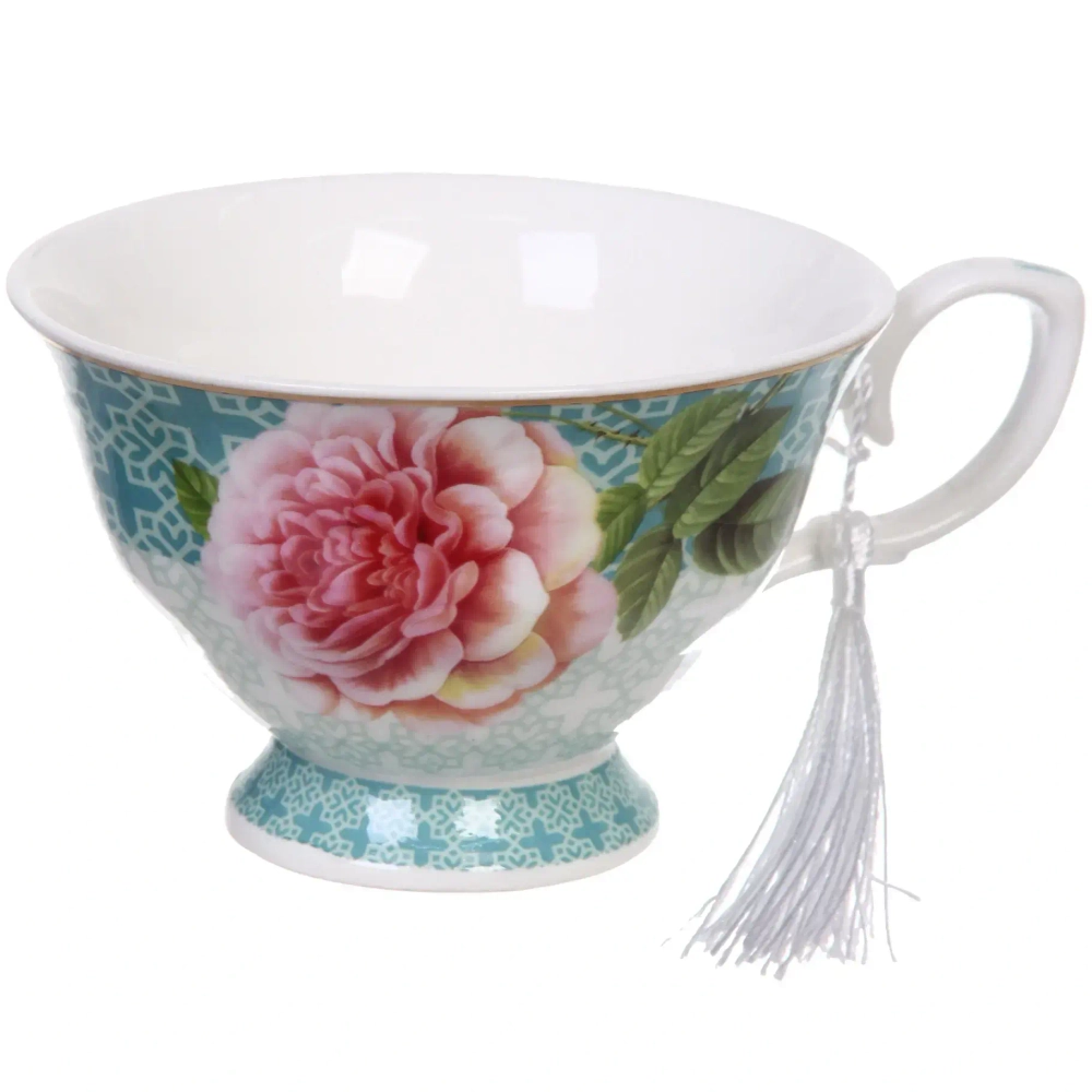 Чайная пара керамическая «Грация» (кружка 220мл+блюдце) в подарочной коробке, голубая