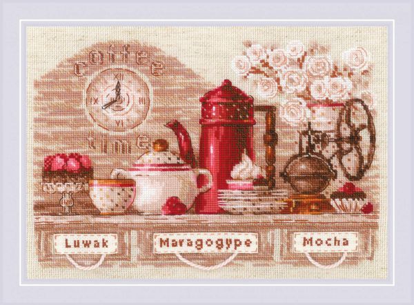 Набор для вышивания нитками Риолис, Coffe time 30х21 см