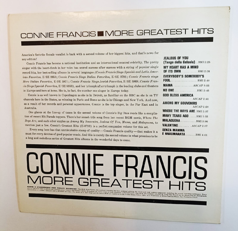 Connie Francis More Greatest Hits (US 1961)
