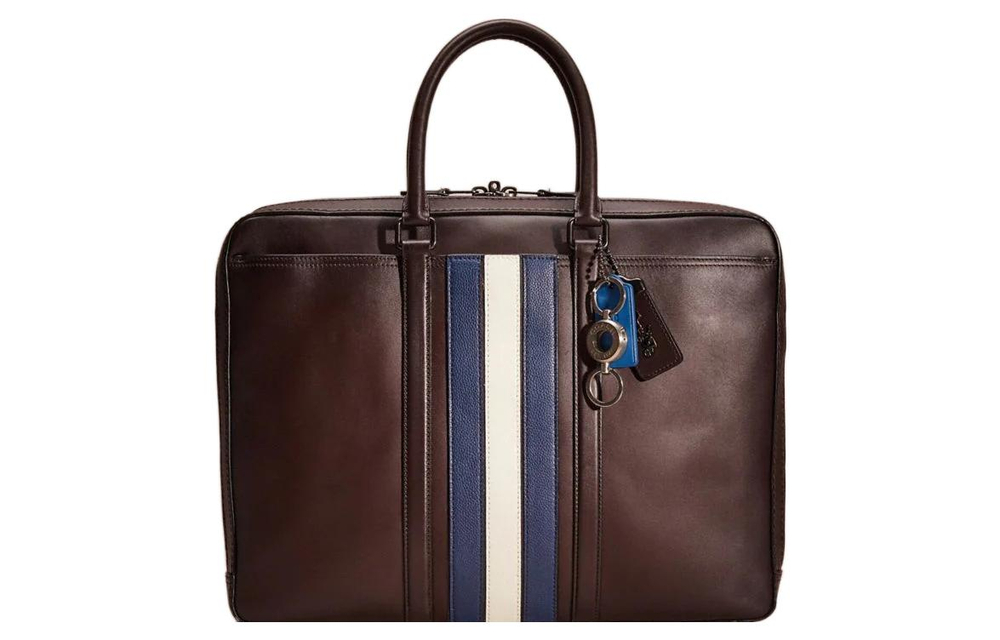 COACH Metropolitan Leather Briefcase, Shoulder Bag, Crossbody Bag, Handbag Large Men"s Red Brown